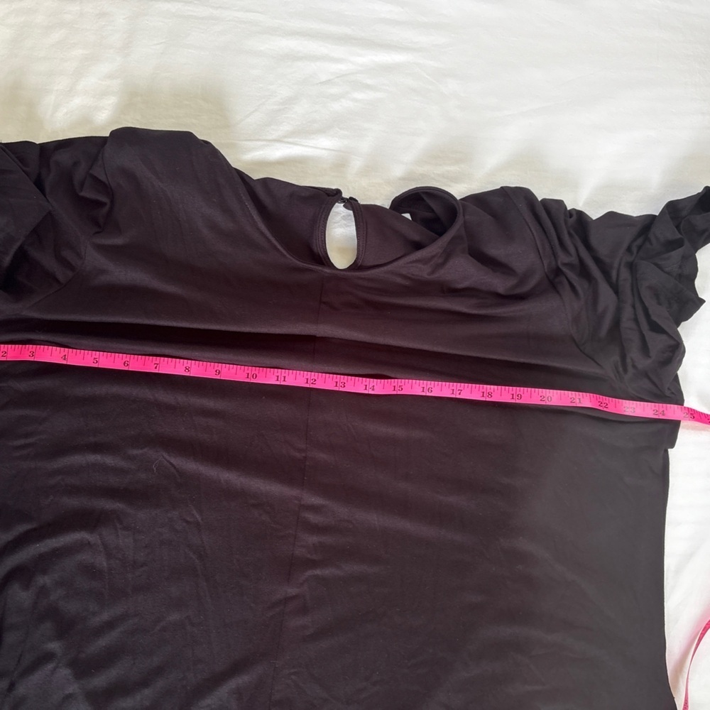 Catherines Plus Black A-line Striped Pockets Midi Dress 1X - Picture 8 of 8
